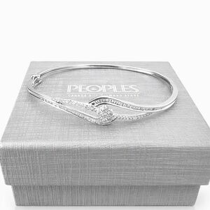 Peoples White Gold Diamond Bangle Bracelet